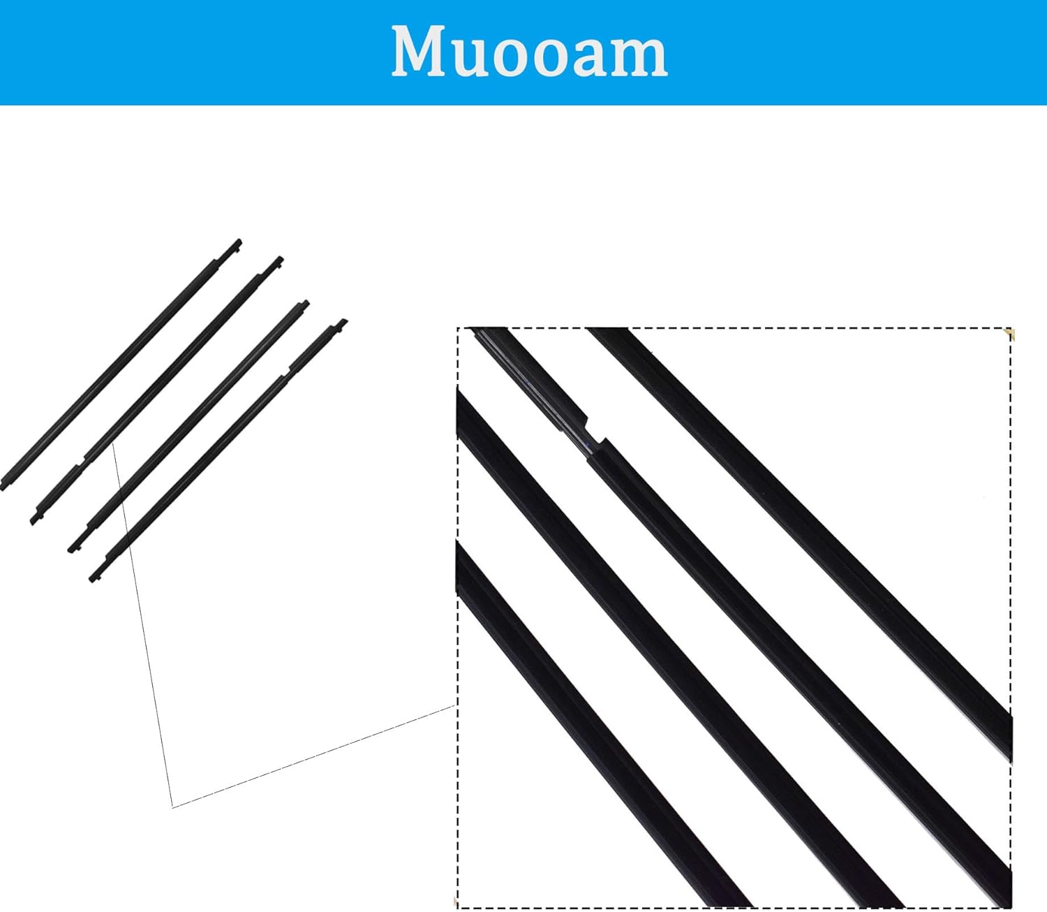 Black Weatherstrip Window Moulding Trim Seal Belt Replacement for RA-V4 2009-2012
