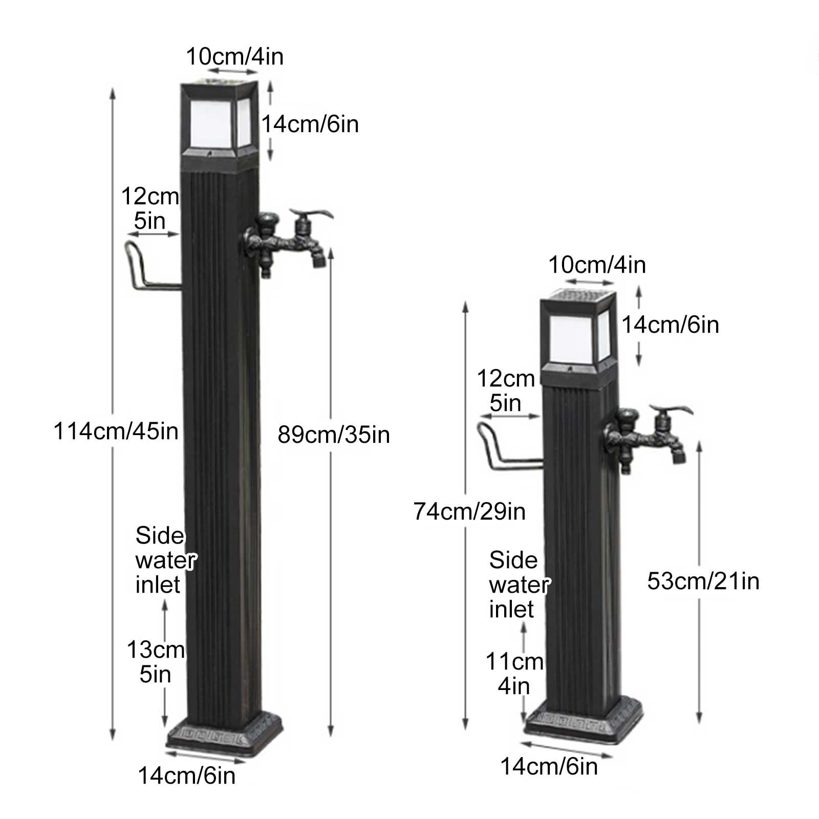 Columna De Agua Solar Led para Jardín - Grifo Exterior Independiente De Acero Inoxidable - Diseño Cuadrado Vertical para Patios, Jardines Y Terrazas - Elegante Fuente De Agua，74cm/29in
