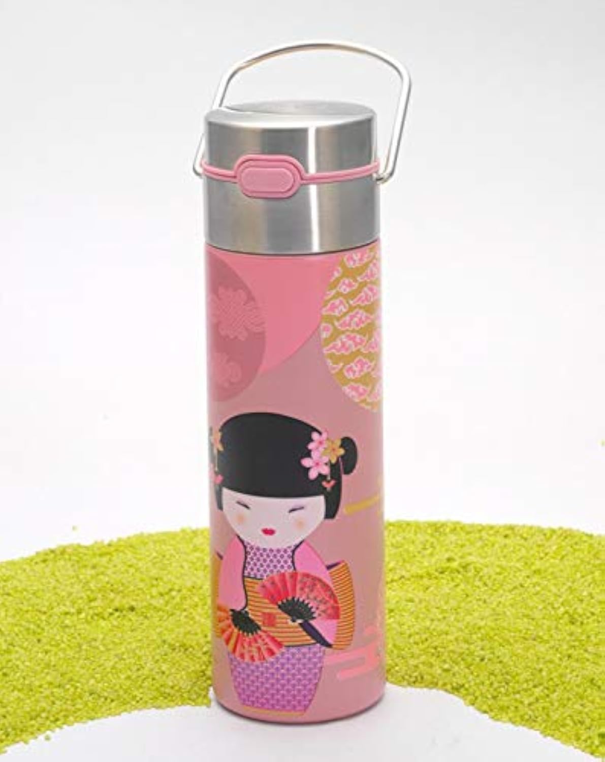 Eigenart LEEZA New Little Geisha Rose butelka termiczna ze stali nierdzewnej z zamknięciem sportowym i sitkiem, bez BPA, 500 ml, 11002