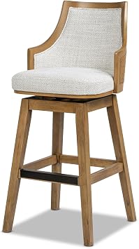 Jennifer Taylor Home Bahama 30" Wand Rattan High Back Swivel Counter Stool with Recessed Arm