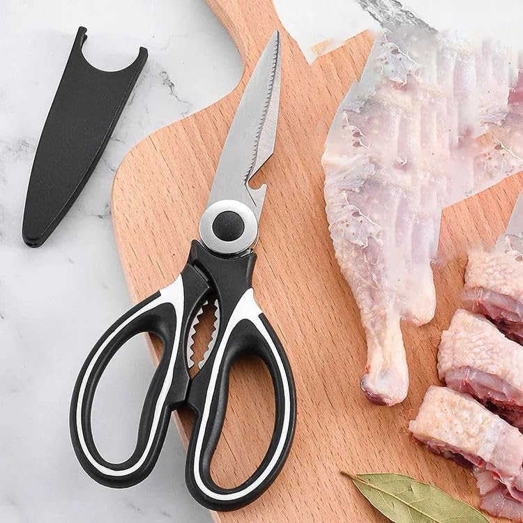 Anup Torda Multi-Purpose Kitchen Scissor Stainless Steel Heavy Household & Garden Scissors Nutcracker and Vegetable Peeler Small, Durable Cutting Tool for Meat, Poultry, Vegetables, Pizza and More 2