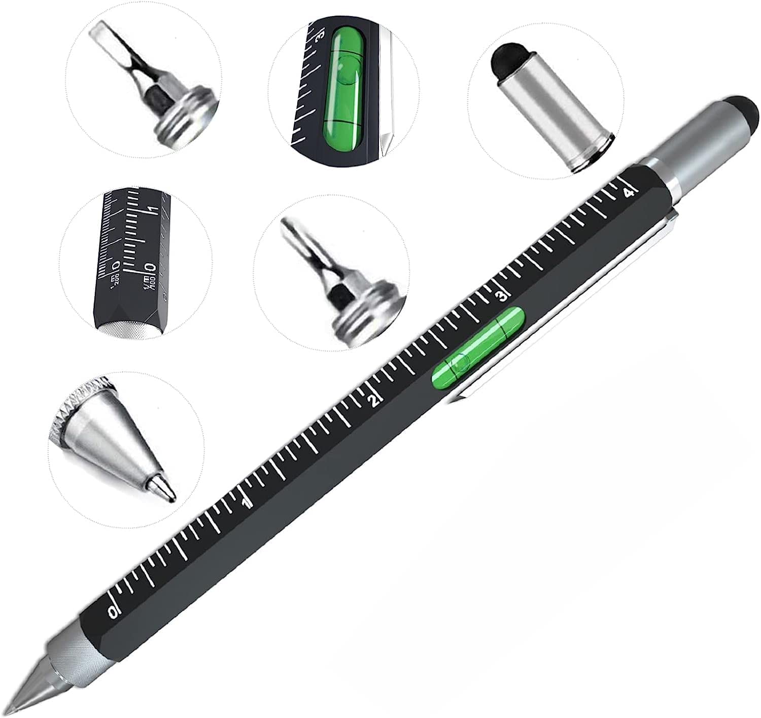 ATHA Multi Tool Pen 4 in 1 Multifunction Pen with Level Gauge Ruler Screwdriver Stylus Ballpoint Pen Screwdriver, Flat Head, Touch Screen (Multicolor_Pack of 2)-picture-33