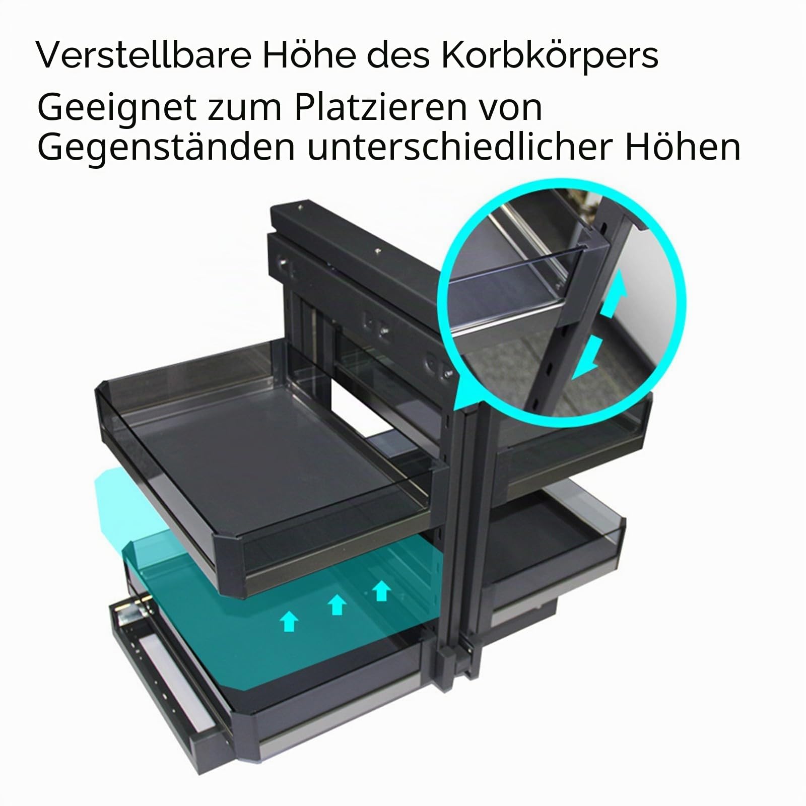 Ausziehbarer Küchen-Eckschrank mit Soft-Close-Funktion, 4 Aufbewahrungskörbe, universeller Eck-Ausziehkorb links und rechts 800