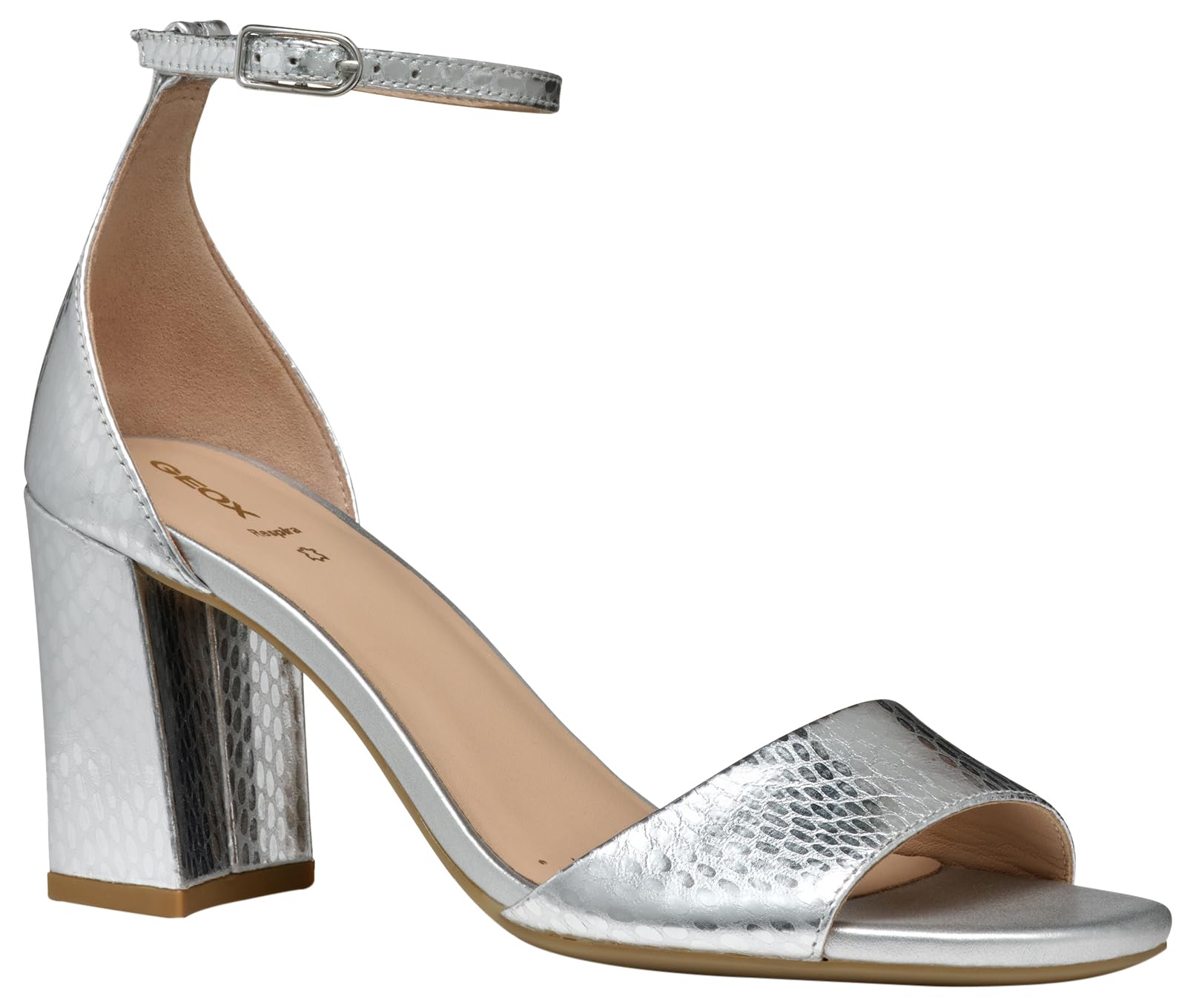 Geox Women's D NEW ERAKLIA 80 A Heeled Sandal, Silver, 6.5 UK