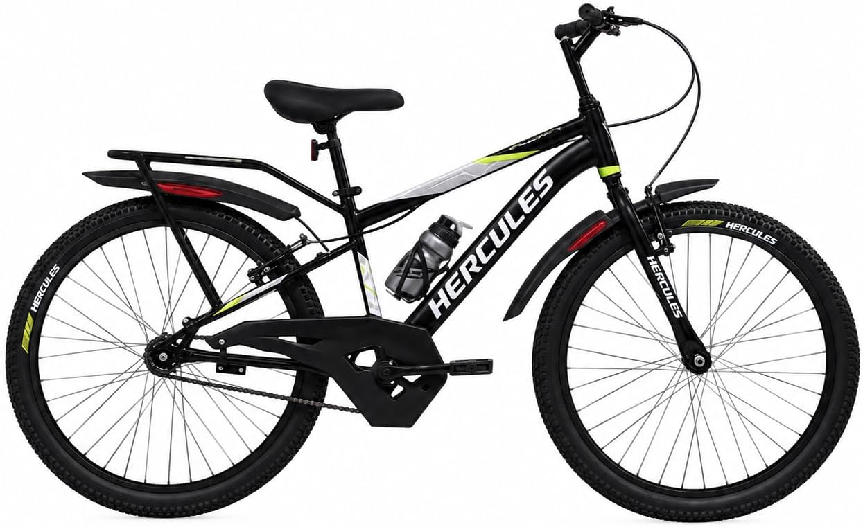 Hercules Rift 26T MTB Style Bicycle for Boys & Girls | 26 Inch Mountain Bike | Single Speed Cycle | Durable Steel Frame | Front Suspension | Power V-Brakes | Suitable for Teens & Adults