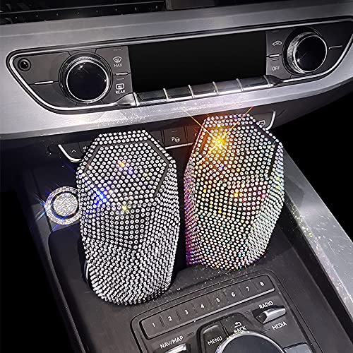 Image of Bling Rhinestone Garbage Can, Sparkly Car Trash Can with Lid, Leakproof Trash Bin, Mini Garbage Bin for Automotive, Home, Office, Kitchen, Bedroom (Ab)