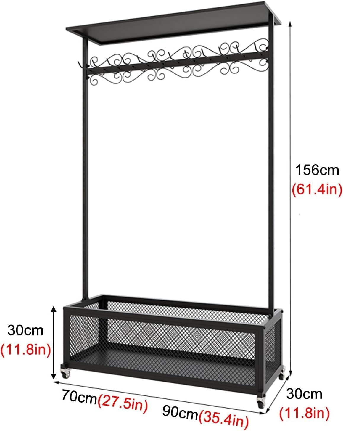 Portable Square Metal Tie Bag Storage Rack with Top Shelf, Belt Display Stand for Retail, for Clothing Store/Hotel/Office, Large Capacity & Saving Space(Gold,70x30x156cm)