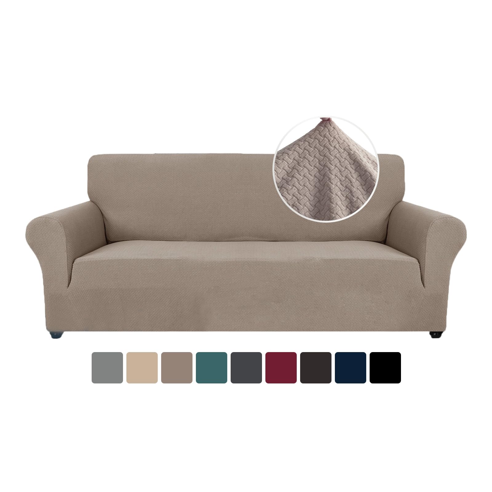 Ystyle Copridivano 3 Posti Con Braccioli - Elasticizzato Copri Divano Antigraffio Gatto, Fodere Copridivani Antiscivolo Antimacchia Lavabile, Copripoltrona Bottom Con Elastica, Cachi