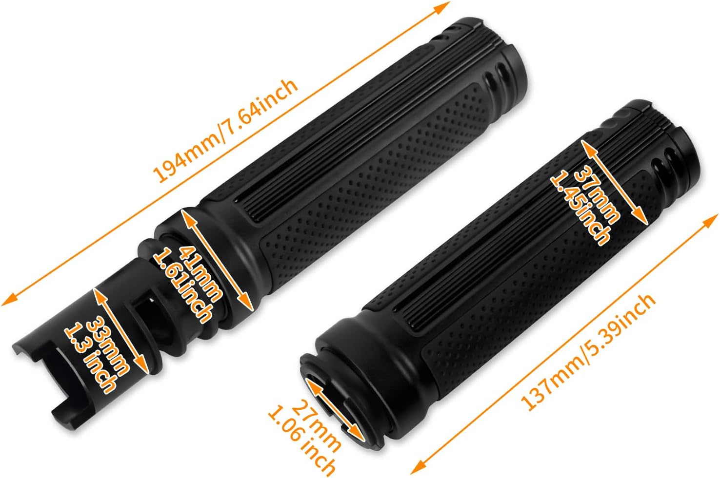 Handlebar 1 Inch/25mm Hand Grips Rubber Aluminum Anti-Slip Grip Compatible with Harley CVO Road Glide 2023-2025 CVO Street Glide 2023-2025 Softail 2025-up All Black