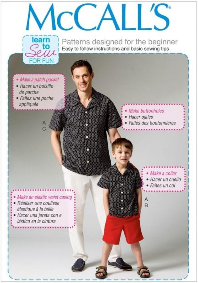 McCall Boys Learn to Sew Easy Sewing Pattern 6972 Shirt, Shorts & Pants