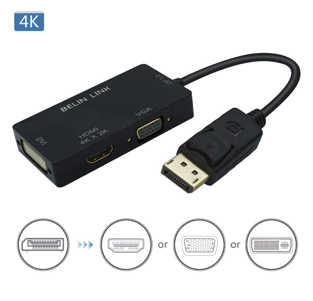 100 Stück DP auf HDMI VGA DVI Adapter Displayport auf HDMI 4K Adapter 3 in 1 Display Port auf HDMI VGA DVI