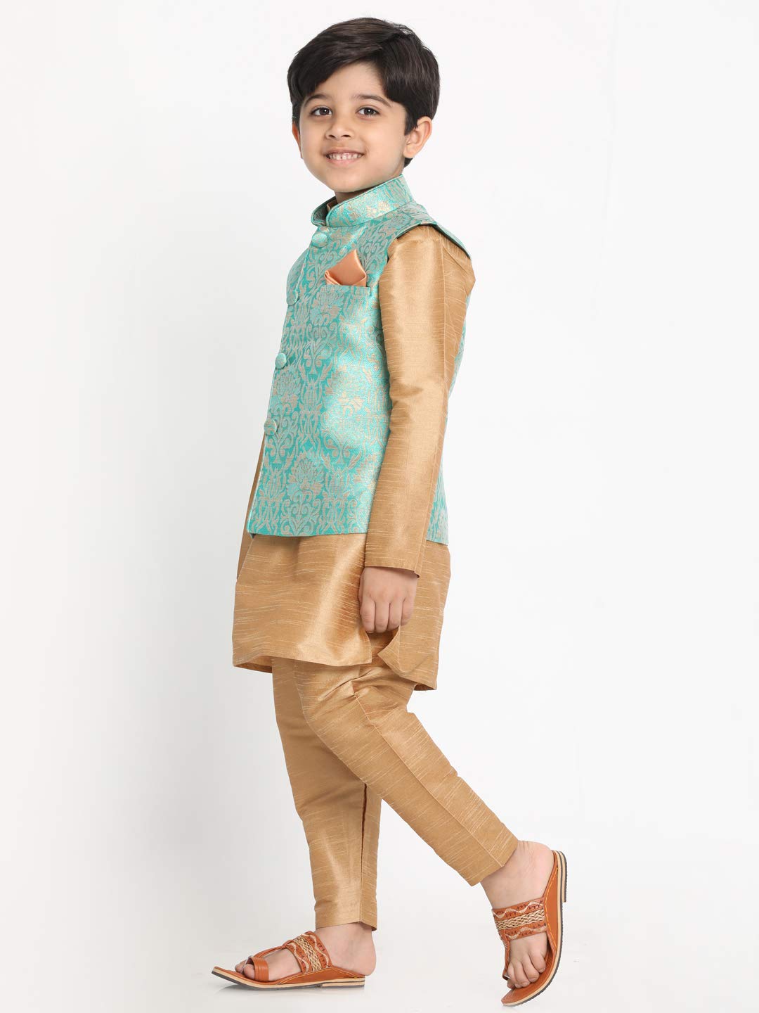 Jbn Creation Boys' Green Silk Blend Kurta And Pyjama Set_Vasbj024Gn_14