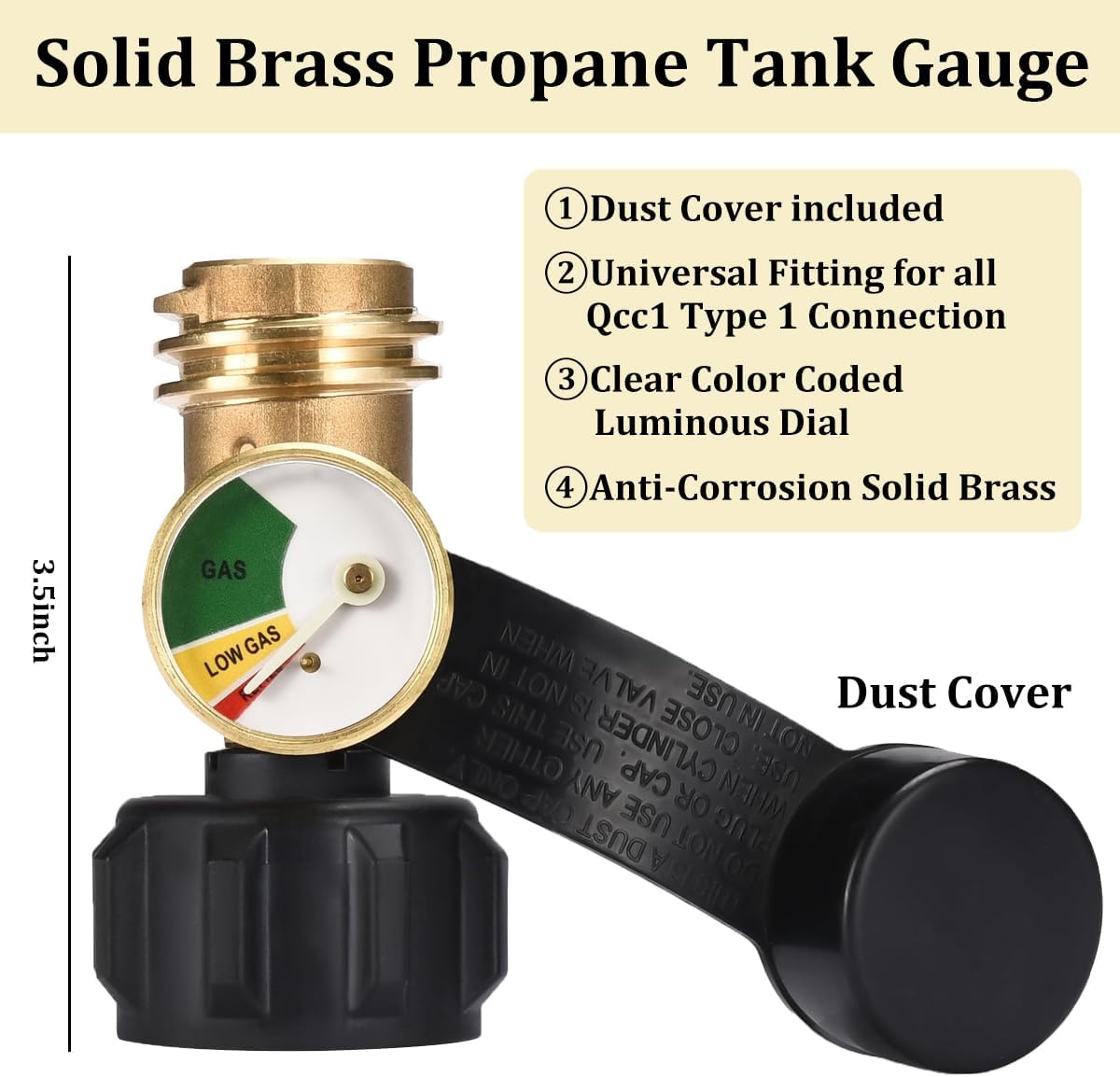 2PCS Car Propane Tank Gauge, Color-Coated Vehicle Leak Detector Propane Gas Gauge for 5-40lb LP Tank, QCC1 Type 1 Automotive Level Indicator Gas Pressure Meter, Universal for RV Camper