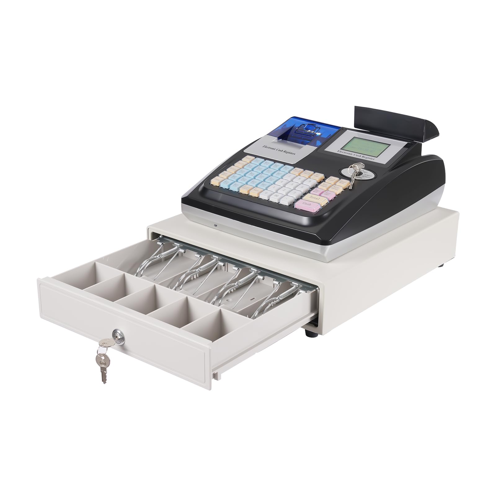 Electronic Cash Register POS System Retail Till Machine, barcode compatible cash register, dual screen display, 36 departments 10000 PLU, thermal printer support shop supermarket restaurant use