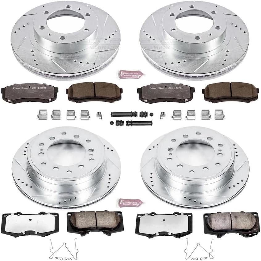 PowerStop Front & Rear Brake Kit For Toyota FJ Cruiser 2010-14 - Truck & Tow Carbon Fiber Ceramic Brake Pads + Drilled & Slotted Rotors Upgrade, K5805-36