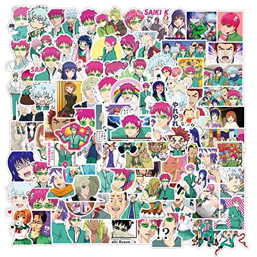 Saiki K Stickers 100pcs Anime Stickers Waterproof Vinyl Stickers for Adults Kids Teens Laptop Water Bottle Skateboard