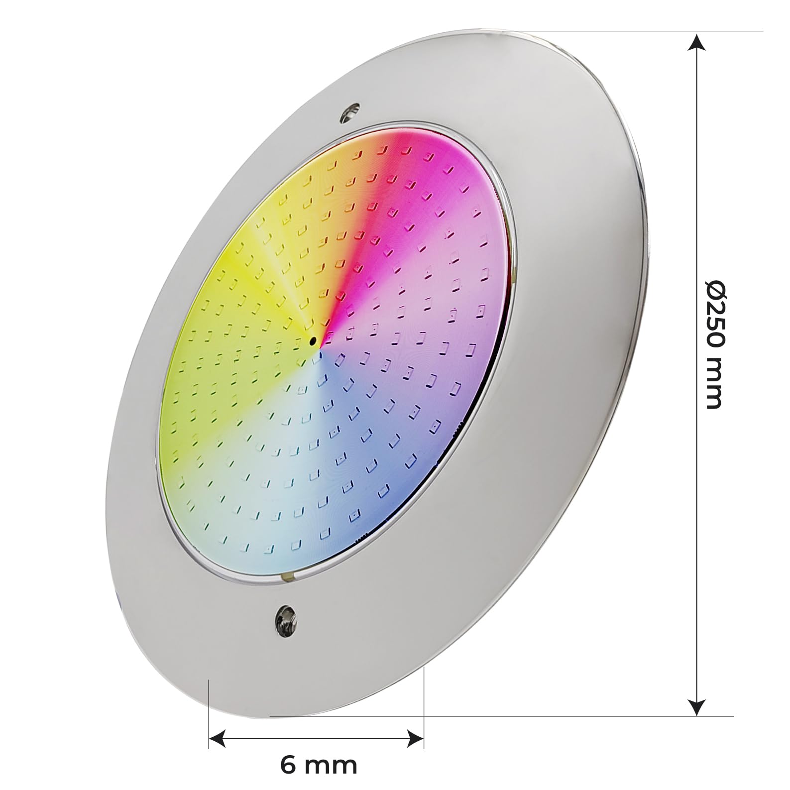 LED ATOMANT Lote de 2 Focos de Piscina LED 12W RGB Impermeable IP68, Ø25cm, Acero Inoxidable, Montaje en Superficie, con Transformador AC 220V/12V DC y Mando a distancia Control Remoto, APP Bluetooth