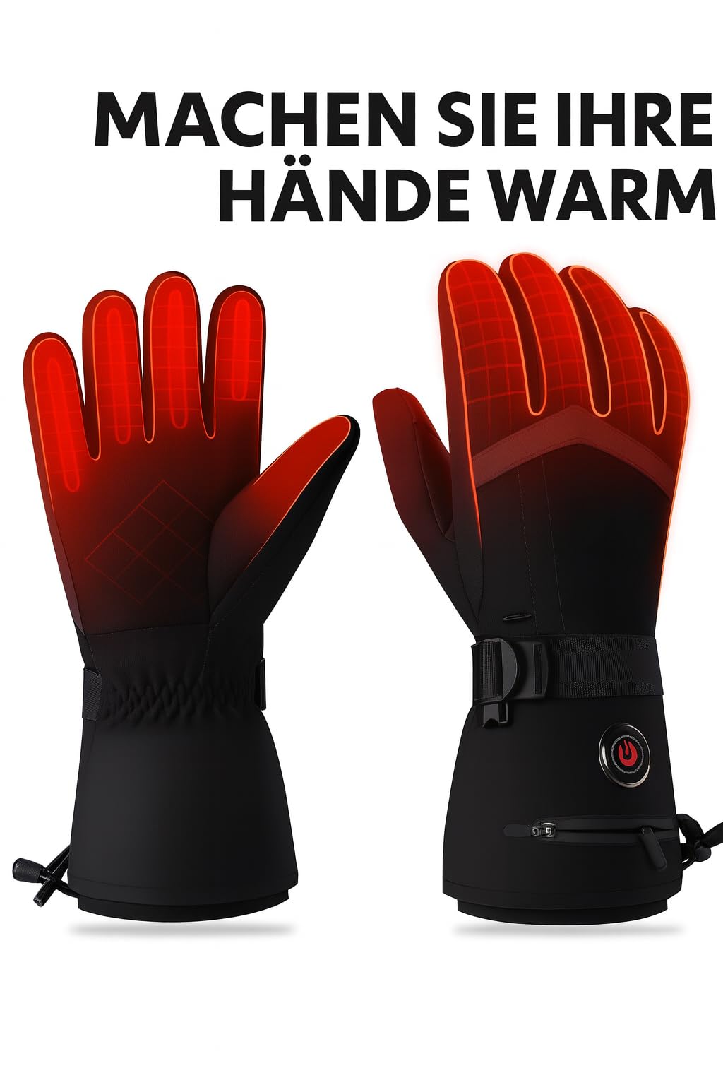 SOUCCESS Beheizbare Handschuhe – 6000 mAh Akku, 3 Heizstufen, Wasserdicht & Winddicht, Touchscreen-kompatibel, Unisex Thermo-Handschuhe für Skifahren, Motorrad, Angeln, Outdoor & Alltag