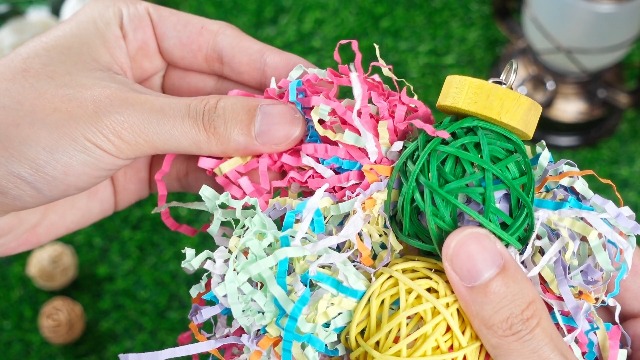 Tasdurian 6 Pcs Bird Toy Parrot Chew Toy for Large Birds Rattan Ball Crinkle Paper Bird Shredding Toys Parrots Cage Accessories with Bell for African g Parrots Cockatoos Macaws Small Medium Parrot - image 7