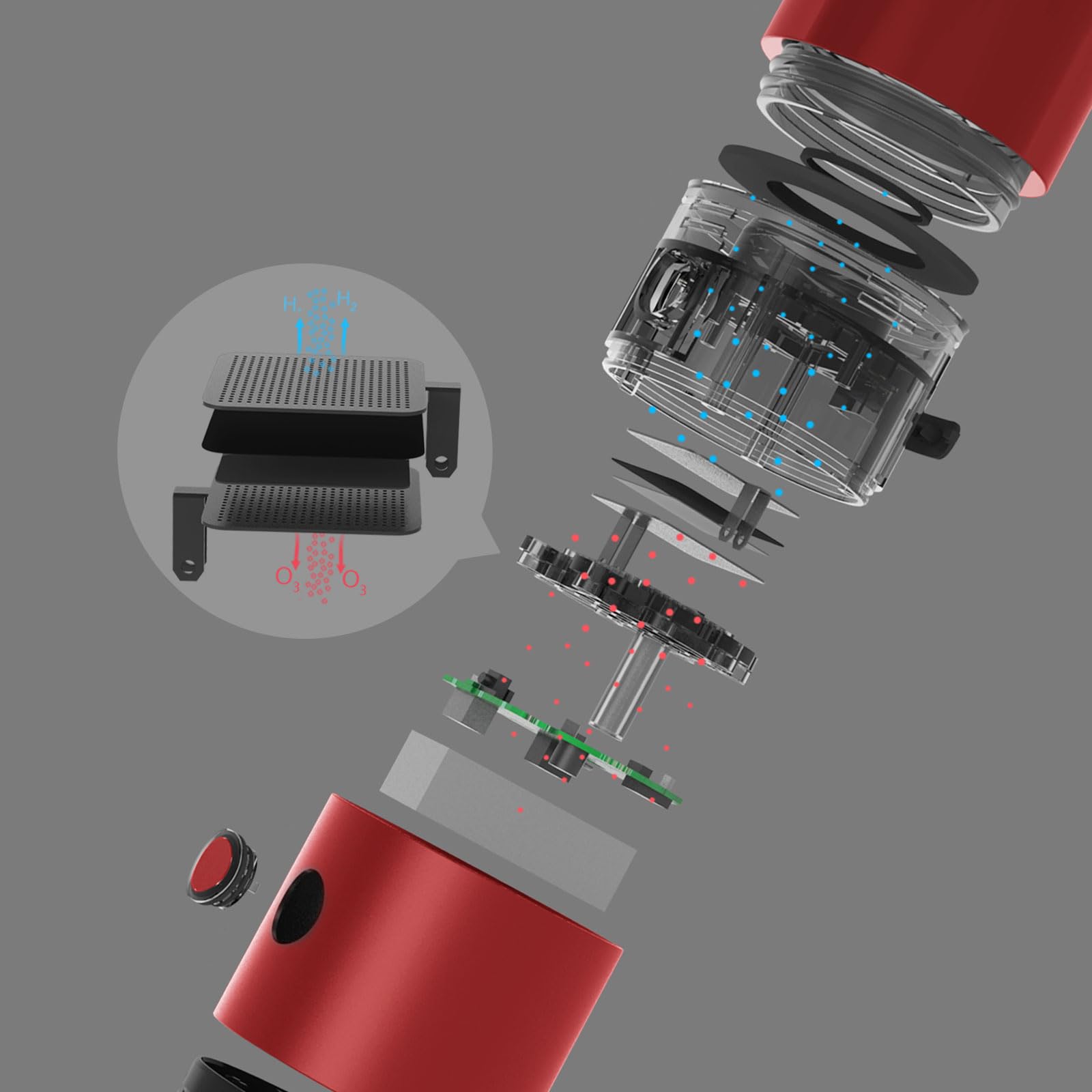 Wasserstoff-Wasserflaschen-Generator - 5Min Schnell Elektrolyse Wasserstoff Wasser Maschine, Tragbarer, wiederaufladbarer, wasserstoffreicher Wasserbecher-Macher, Typ C (Rot)