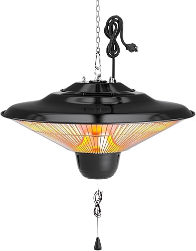 Calentador de patio al aire libre, calentador eléctrico colgante de patio de 1500 W, calentador de techo para balcón, protección contra