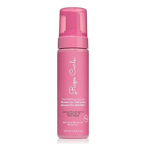 Rizos Curls Mousse definidor de rizos, hidrata y define, agarre suave para volumen y definición, brillo sin encrespamiento con agua de coco,