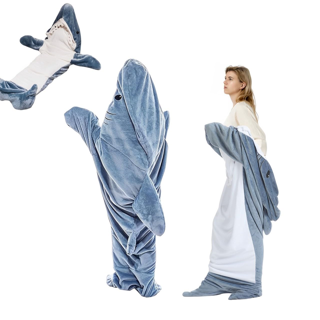 Shark Blanke, Shark Onesie Wearable Shark Blanket, Shark Blanket Hoodie Cute Shark Blanket Onesie Super Soft and Cozy Wearable Shark Blanket Hooded for Cosplay Shark Costume Shark Onesie Blanket