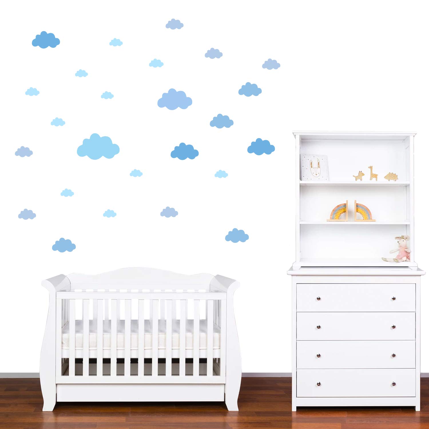 DECOWALL DS12-8079 Sun Wall Tattoo Clouds Wall Stickers 78 Pieces Wall Sticker Set for Children's Room Wall Decoration Girls Boys Kids Baby Room