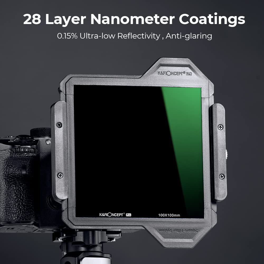 K&F CONCEPT Filtr ND8 kwadratowy 100x100mm z ramą do uchwytu filtra X-Pro | Trwałe,Solidne,Nano-powłoki,HD,Wodoodporny, Odporny na olej i zarysowania,Seria Nano-X Pro,FH901