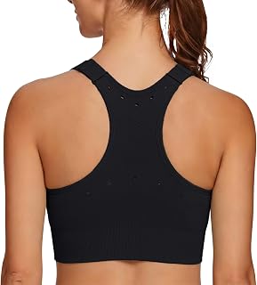 Women's High Impact Sports Bra,Full Support Racerback with Perforated Back Design and Adjustable Wide Straps for Running Gym Workout Yoga S-XXL