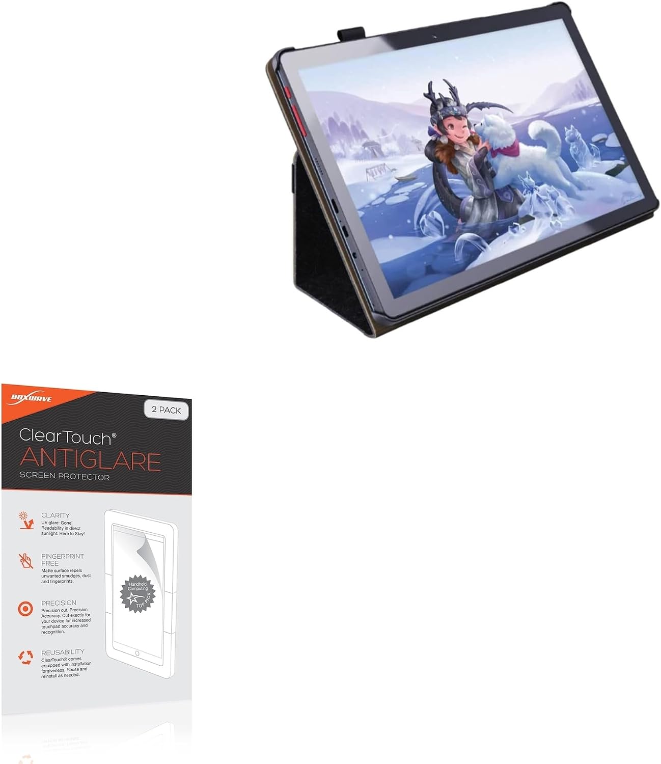 BoxWave Screen Protector Compatible with Simbans PicassoTab X (10.1 in) - ClearTouch Anti-Glare (2-Pack), Anti-Fingerprint Matte Film Skin