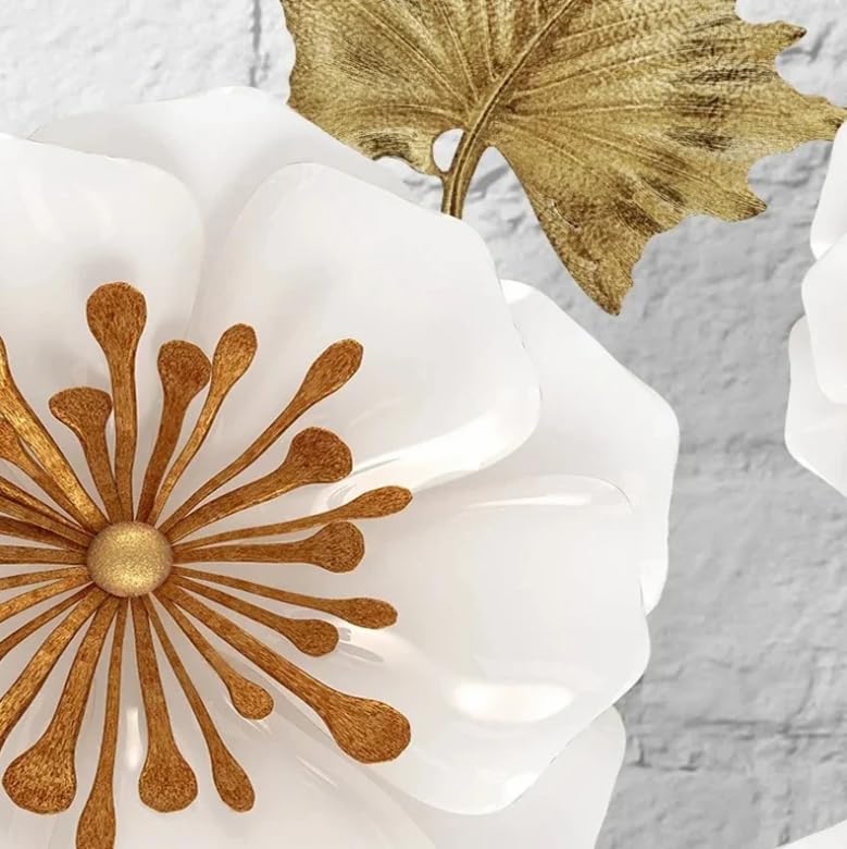 Papier peint fleurs blanches brique 3D pour salon et chambre 300x210cm