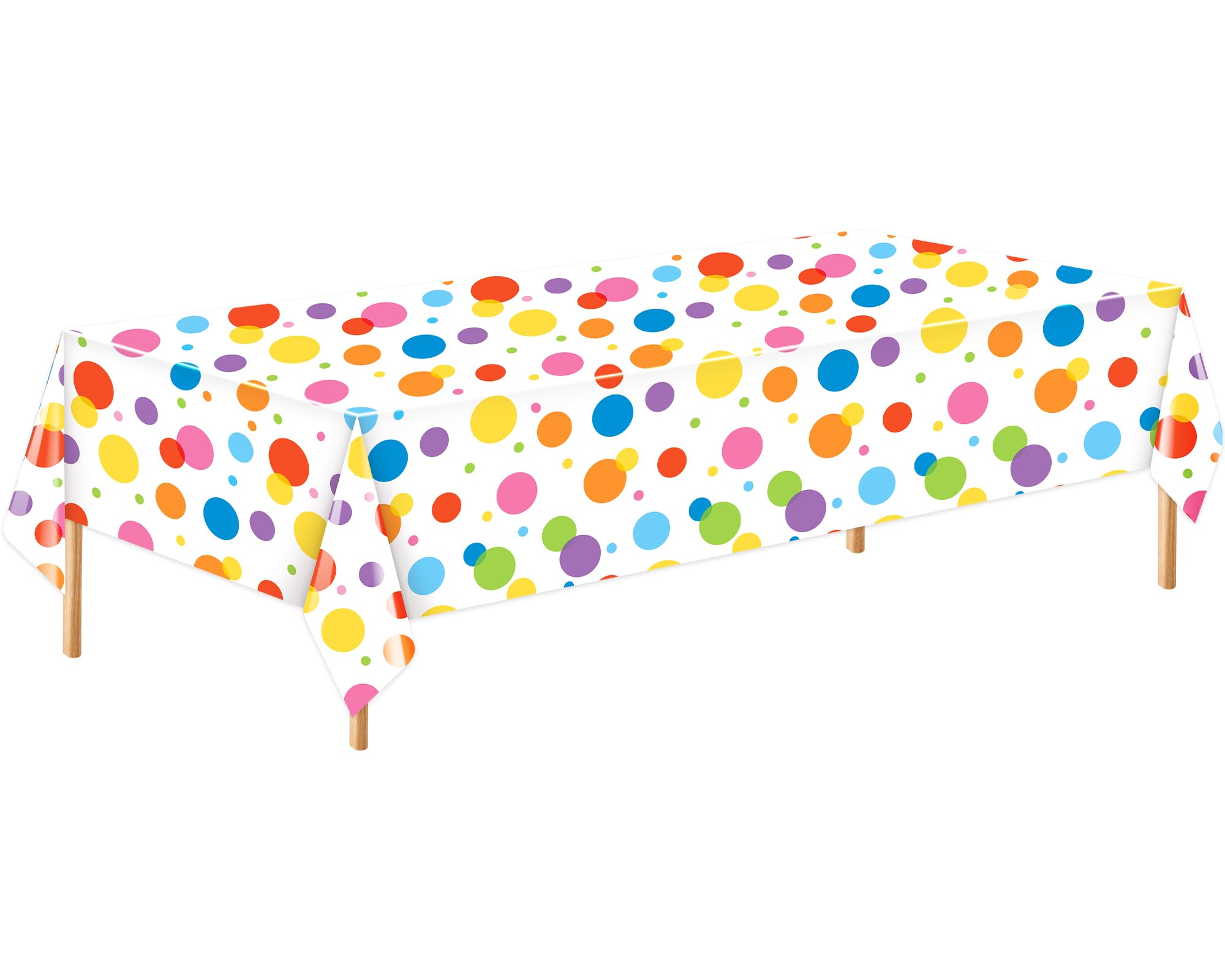 Oudain 1 Pcs Polka Dot Plastic Tablecloth 108 x 54 Inch Colorful Happy Birthday Table Cloth Decorations Rectangular Disposable Waterproof Table Cover