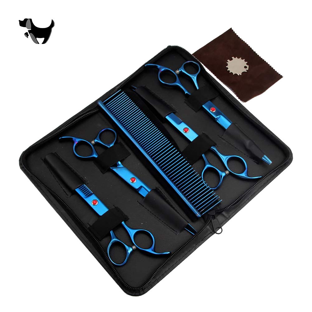Stainless Steel Pet Scissors Set The Best Pet Grooming Scissors Suitable for Whole Body Use with Storage Bag Provided A (B)