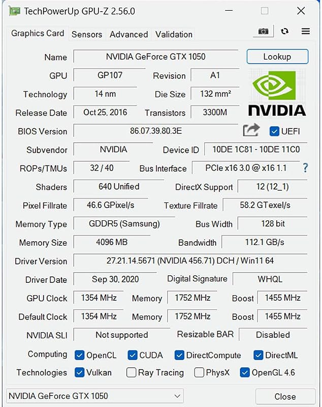 SAPLOS GTX 1050 4GB GDDR5 Grafikus Kártya Gaming PC-hez