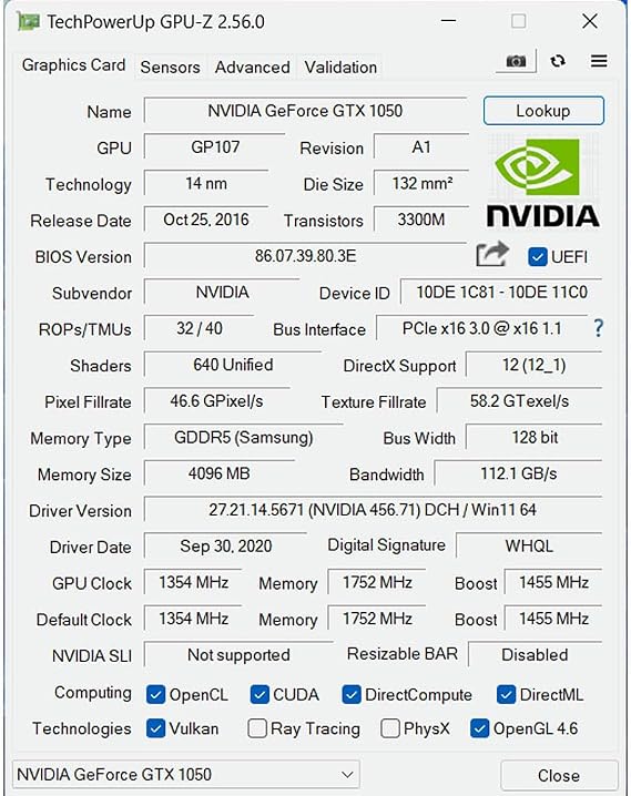 GTX 1050 Graphics Card for PC, 4GB GDDR5 128-bit, HDMI DisplayPort DVI-D, Computer GPU, Gaming Video Card, Low Profile, PCI Express x16, DirectX 12