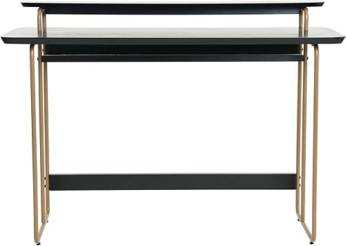 Miniatura 10 de Main + Mesa Pacifica - Escritorio moderno para computadora de mediados de siglo con chapa de madera auténtica y detalles de metal redondeados para