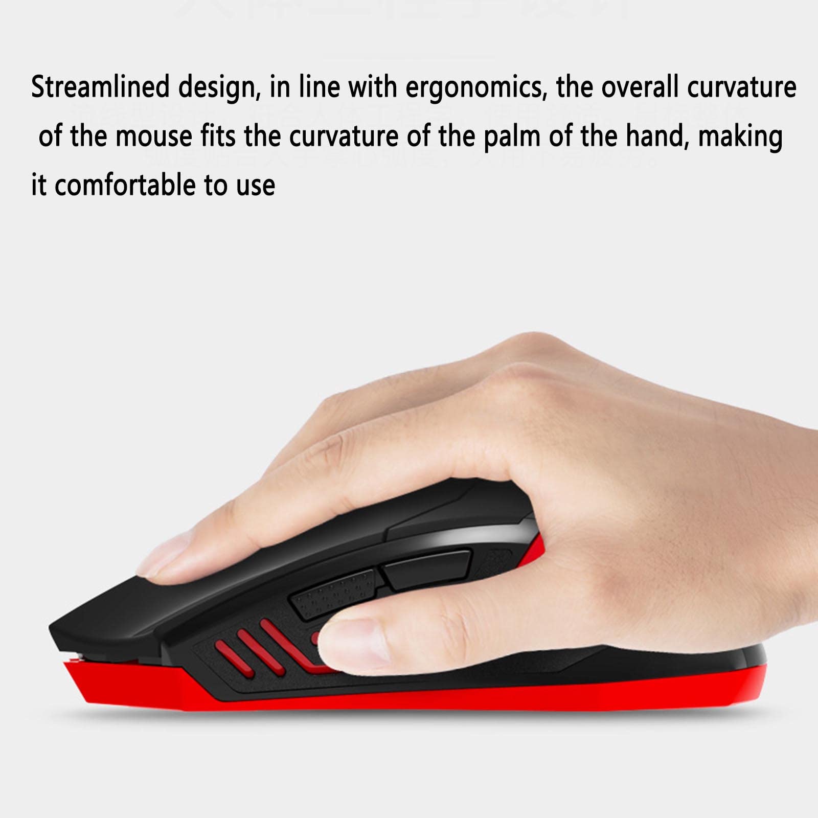 Mysz Mysz bezprzewodowa Mysz komputerowa do laptopa USB do gier Ergonomiczna mysz Urządzenie wskazujące Cichy fotoelektryczny USB 2,4 GHz Dwukierunkowa transmisja Ergonomia(Schwarz)