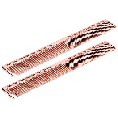 Miniatura 2 de Peines de peluquería de metal, peine profesional de acero inoxidable para peluquería, peine desenredante (oro rosa)