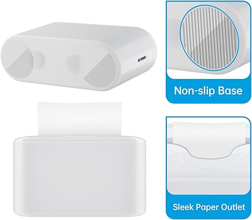 Vista 3 de Paper Towel Dispenser Countertop, Multifold Hand Towel Dispenser for Bedroom, Bathroom, Kitchen, Toilet Blanco