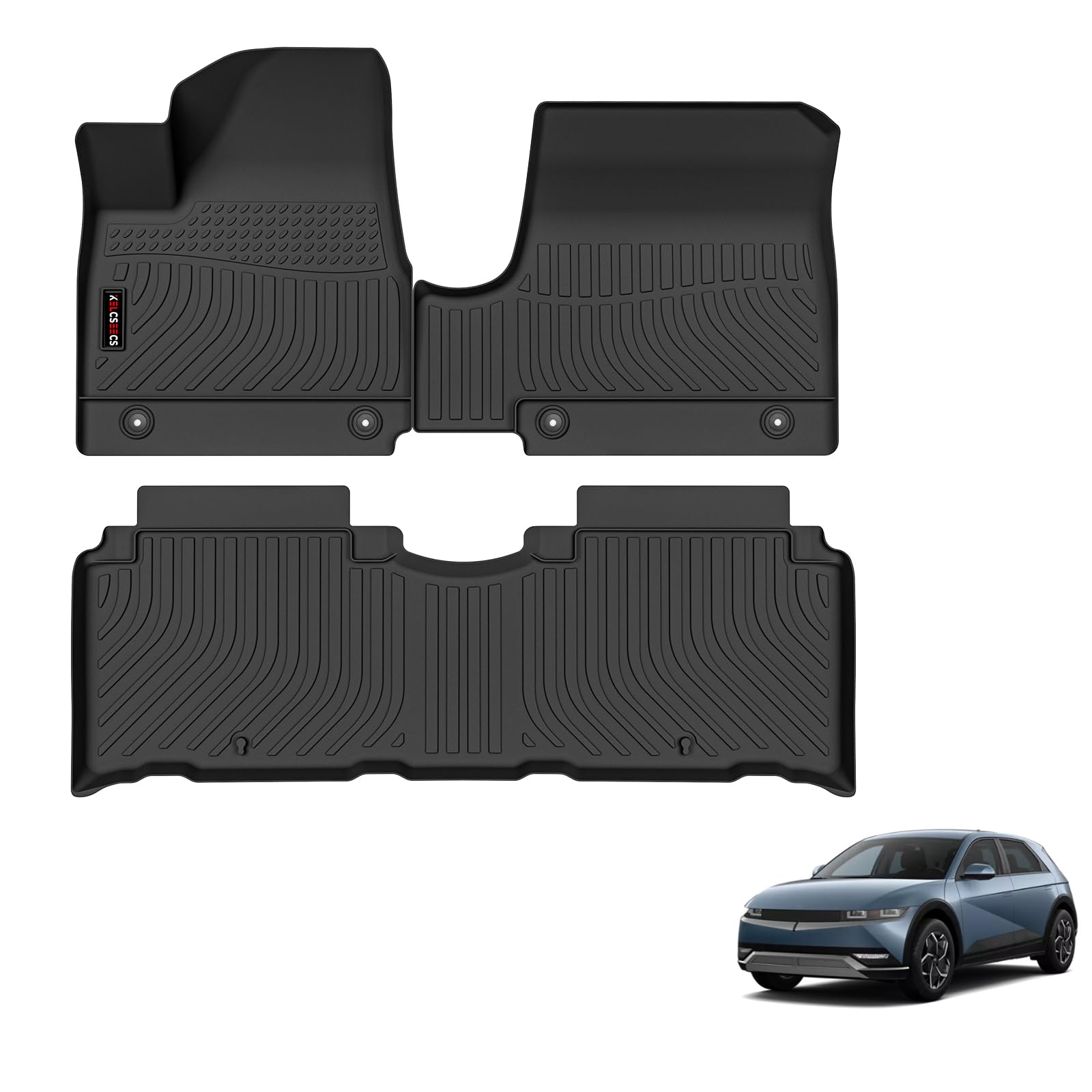 Floor Mat Custom for 2024 2023 2022 Hyundai Ioniq 5 Unmovable Center Console (Fixed Center Console) All Season Guard for Car Mats TPE Floor Liners Ioniq 5 Accessories Front & Rear Row