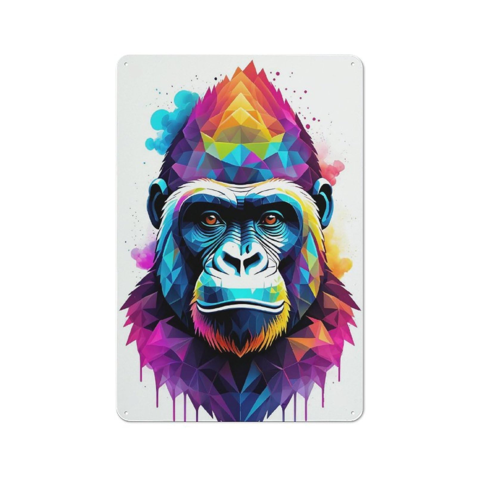 Tin Wall Plaque 30x20cm with Gorilla Geometric Art for Kitchen Or Home Bar, for Vintage Wall Decor Fans, for Garage And Workshop Walls