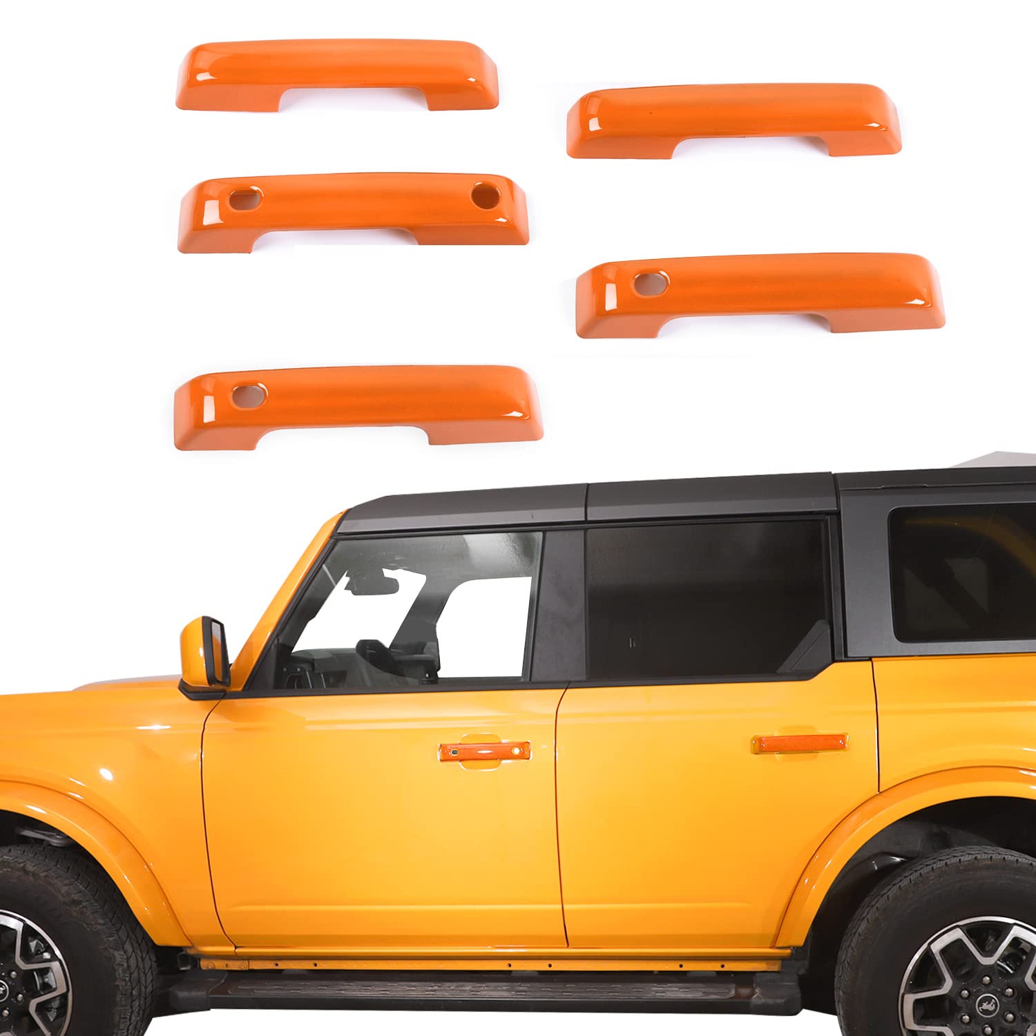 for Bronco Door Handle Inserts Trim Cover, Tailgate Handle Cover for Ford Bronco 2021 2022 2023 Exterior Accessories Orange 5 PCS (NOT for Sport)