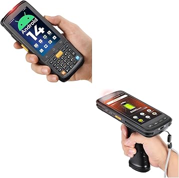 ماسح الباركود MUNBYN Android 14، 4GB+64GB PDA محمول، مزود بجهاز Honeywell HS7، وماسح الباركود Android 13 المحمول 1D/2D QR، مركز إصلاح أمريكي، إصلاحات مجانية لمدة عامين