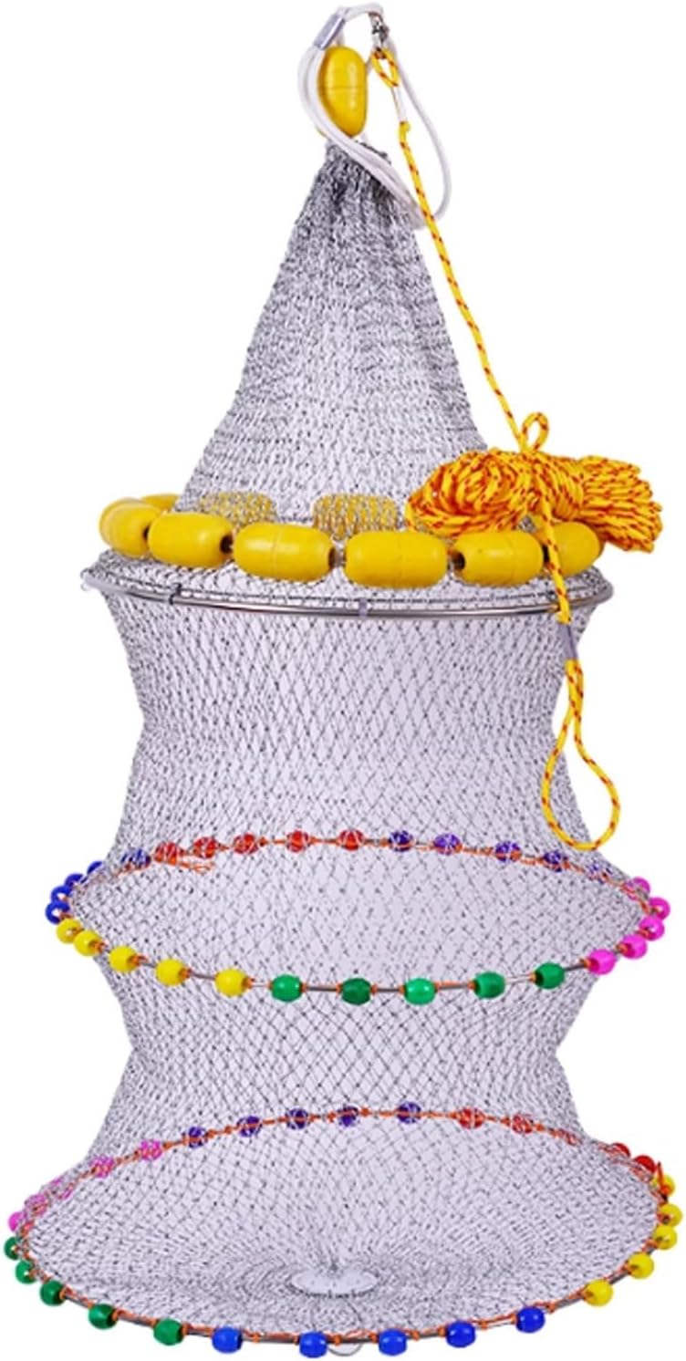 Foldable Fishing Basket, Foldable Breathable Mesh Fishing Creel Telescopic Adjustable Floats View Window 45cm
