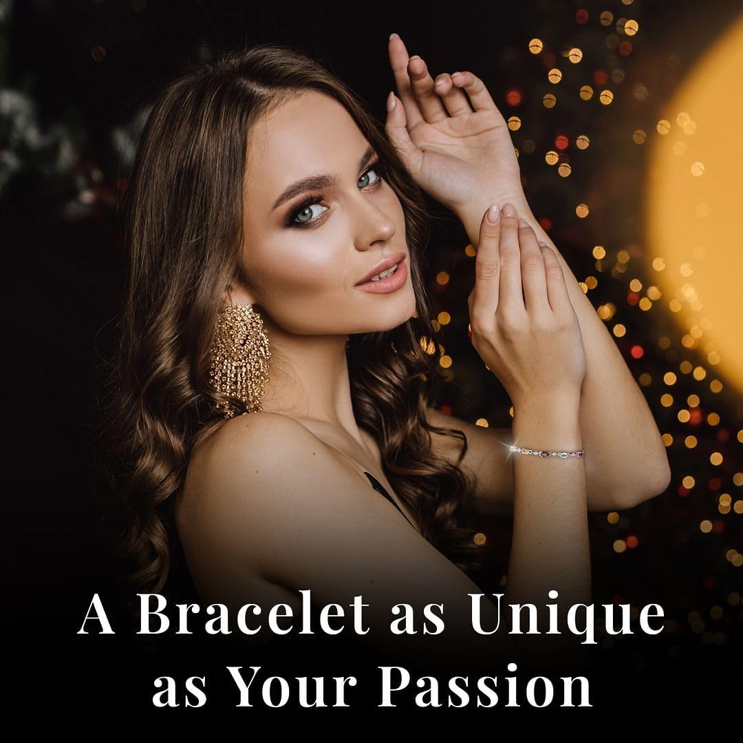 Birthstone Bracelets for Women - Charm Bolo Bracelet Adjustable Stylish - Engagement Anniversary Wedding Cute Sparkling Jewelry - Promise Gemstone Jewelry - Birthday Christmas Gifts for Womens