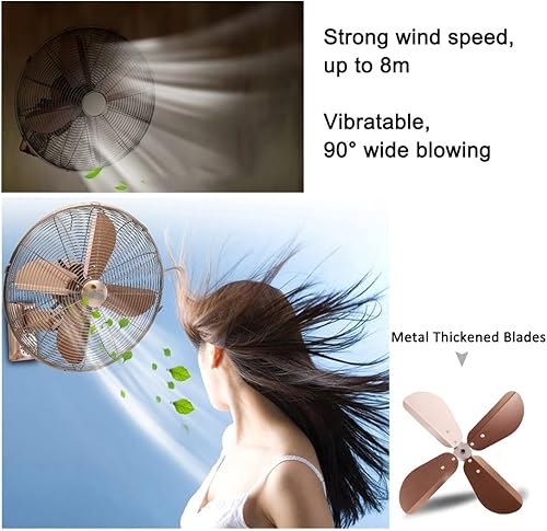 Miniatura 4 de USGitke Ventilador de pared con control remoto Ventilador retro ajustable de tres velocidades de bajo ruido de 16 pulgadas18 pulgadas (color