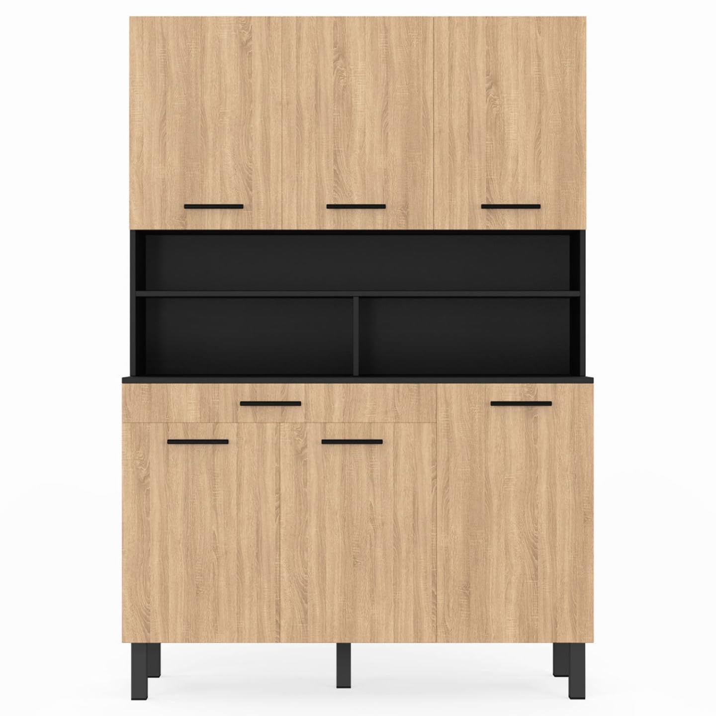 IDMarket - Buffet de Cuisine 120 cm CINA Noir et façon hêtre