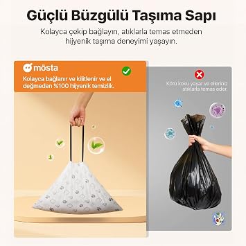 Çöp Torbası - Akıllı Kedi Tuvaletleri ile Uyumlu Kokulu & Büzgülü Çöp Torbası - UBPet C10 Pro ve UBPet C20 Uyumlu - 4 Litre Hazne - 50 Adet