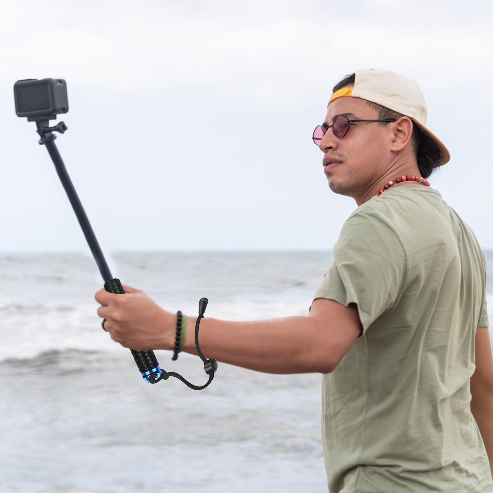 Aluminiowy wodoodporny kij do selfie, wysuwany monopod teleskopowy do kamery sportowej Hero 7/6/5/4/3/2/1, czerwony, 19 cm
